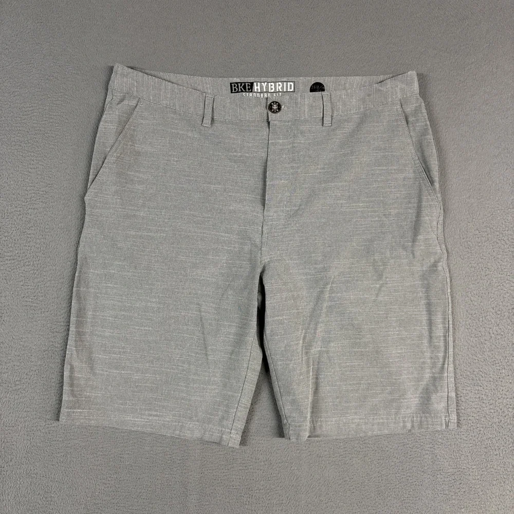 BKE Hybrid Shorts Mens 36 (Fits 38) Gray Heathered Lightweight Polyester Blend